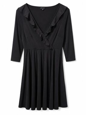 torrid Black Ruffle V-Neck Long Sleeve Dress